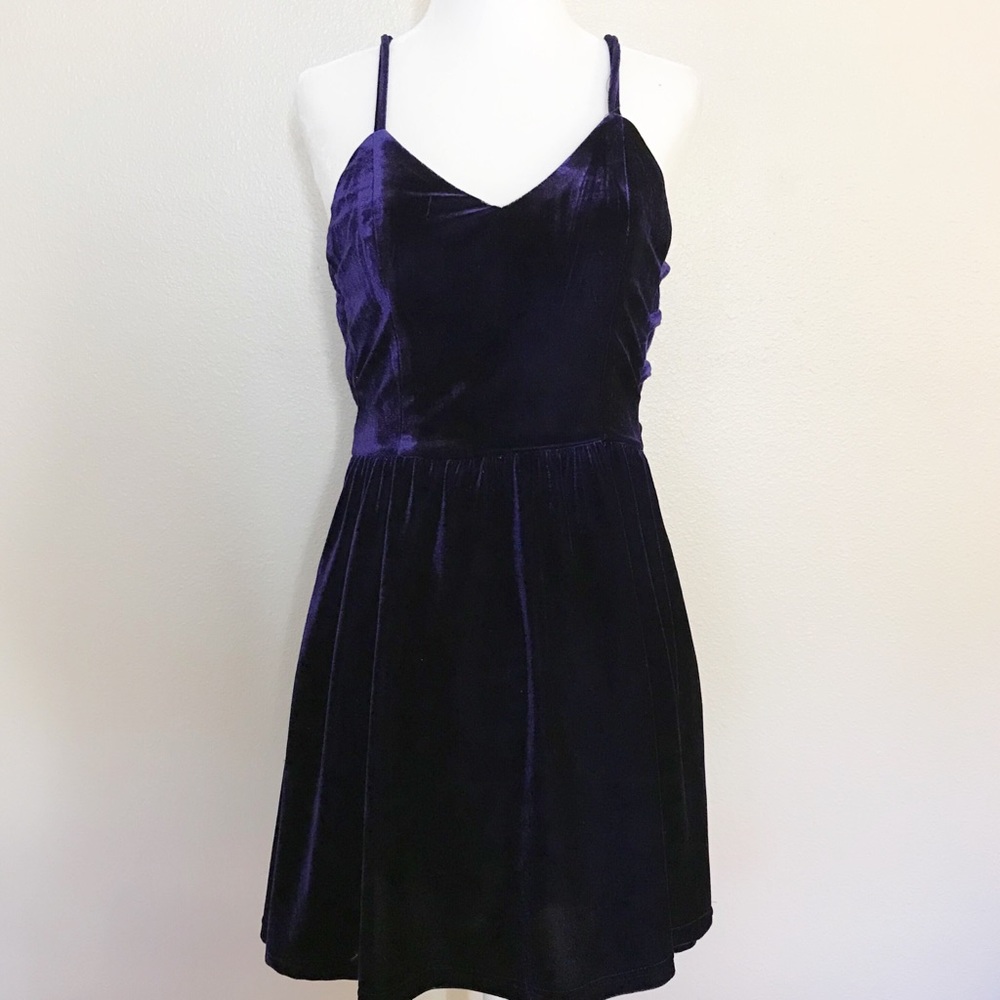 Tobi Purple Velvet Mini Dress